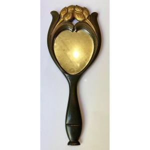 Hand Face / Bronze Mirror Signed G. Autin Around 1930