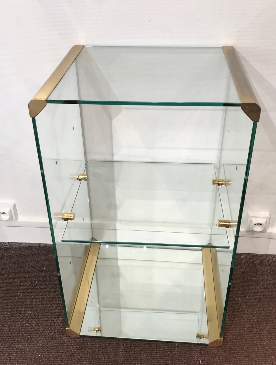 Vintage Glass And Brass Table Circa 1970