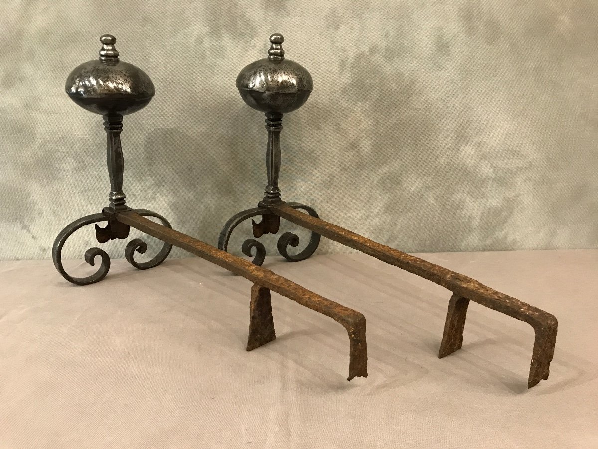 Old Iron Andirons From The End Of The 17th Century-photo-4