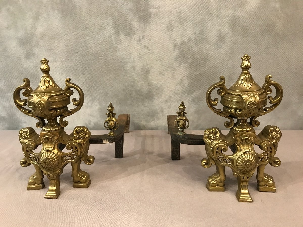 19th Century Polished Bronze Andirons-photo-4