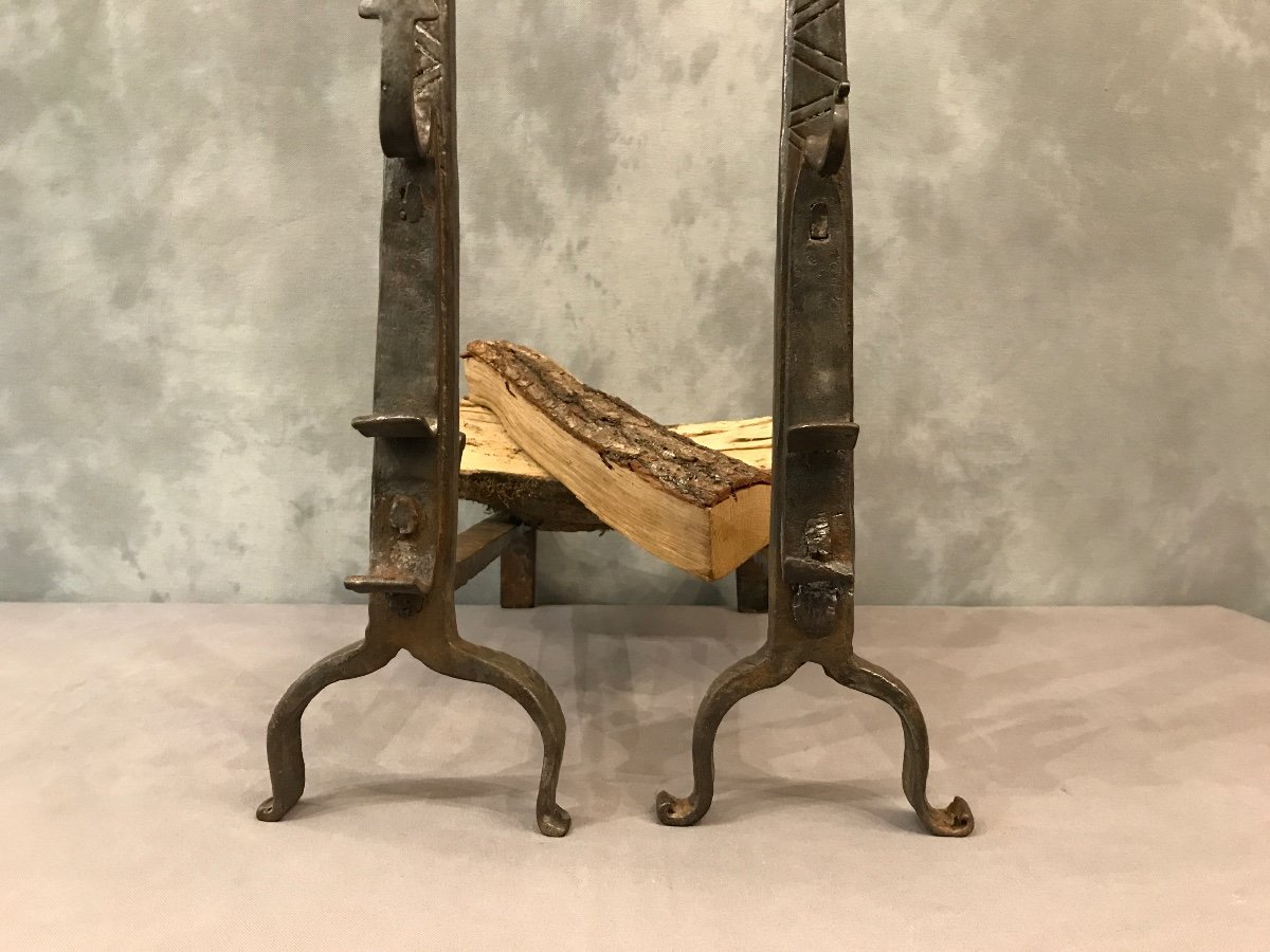 18th Century Wrought Iron Andirons-photo-2