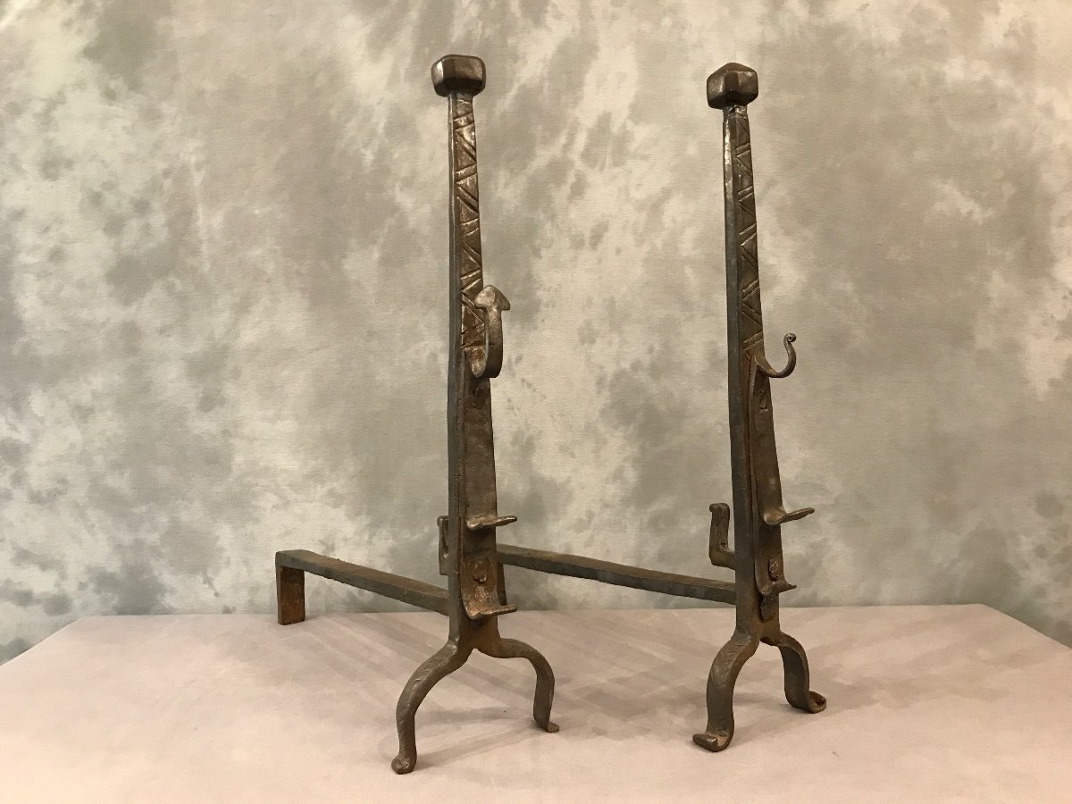 18th Century Wrought Iron Andirons-photo-1