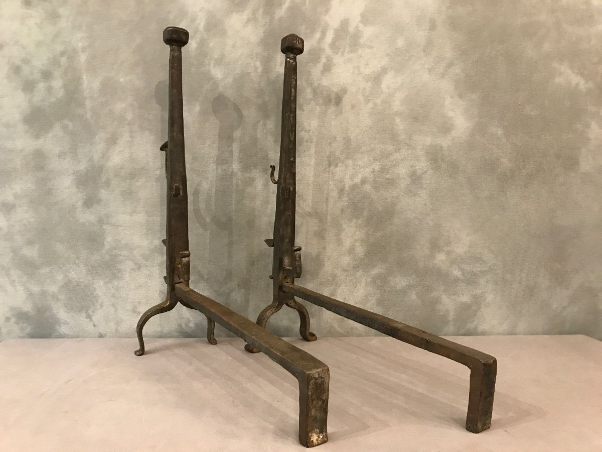 18th Century Wrought Iron Andirons-photo-2