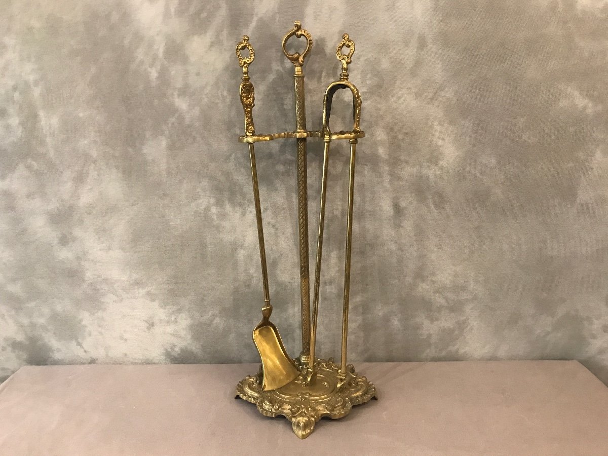 19th Century Bronze And Brass Fireplace Servant In Louis XV Style