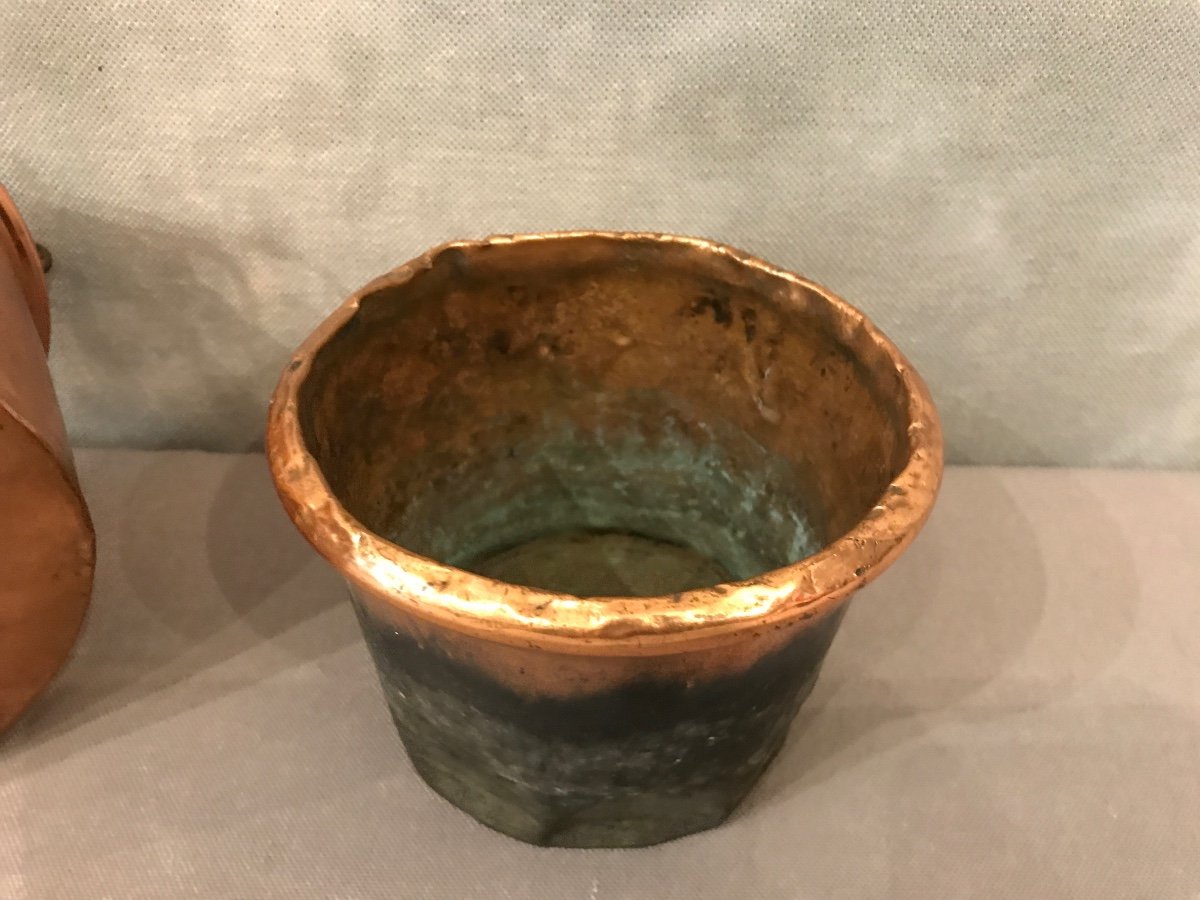 18th Century Copper Glue Pot With Its Bain Marie-photo-2