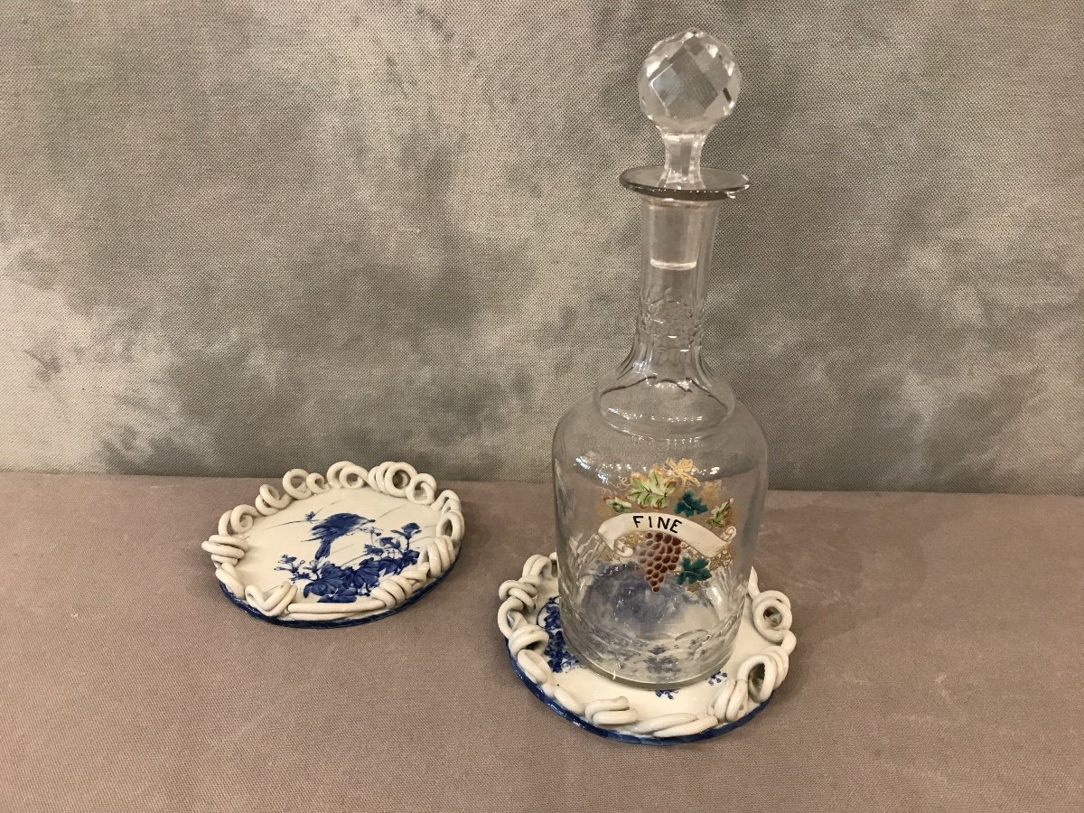 Paire De Dessous De Carafe En Porcelaine Japonaise D’époque 19 ème-photo-4