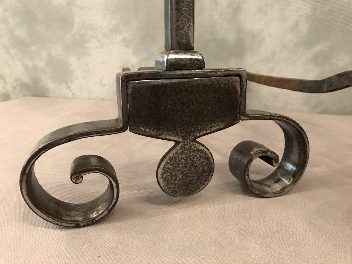 Pair Of 18th Century Wrought Iron Andirons-photo-4