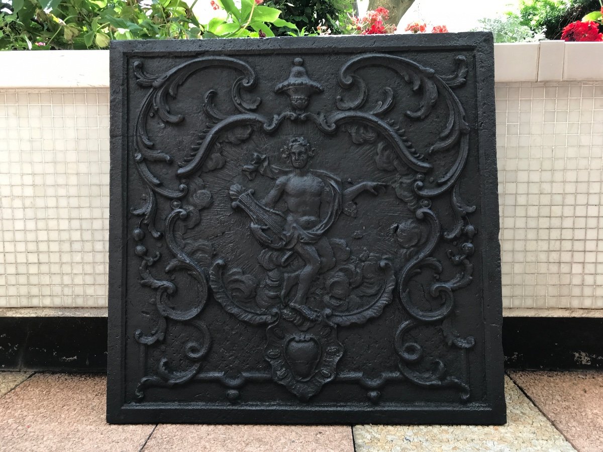 18th Century Cast Iron Fireplace Plate Apollo