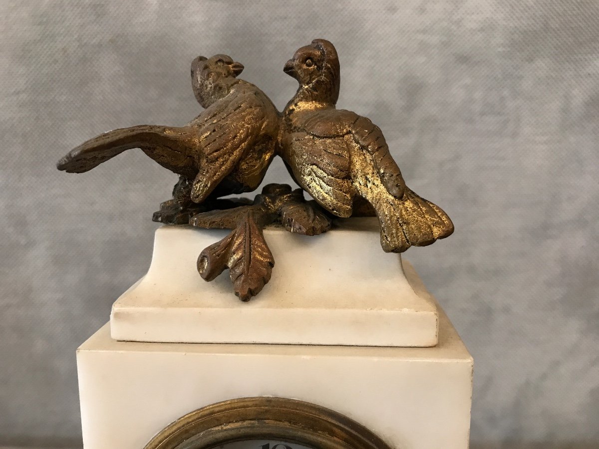 Small Alarm Clock From The 19th Century In Bronze Bird Decor-photo-2