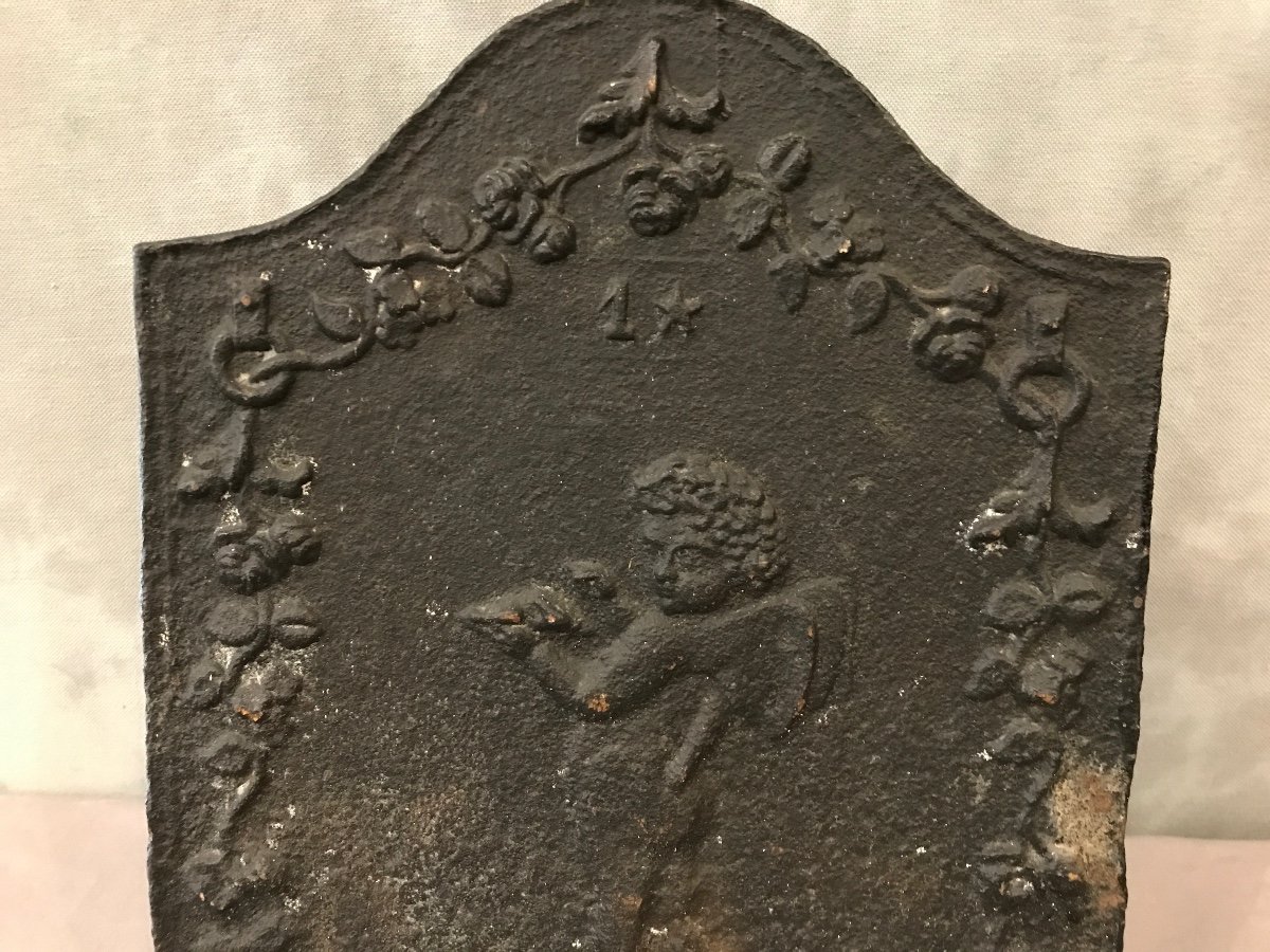 Small 18th Century Cast Iron Fireplace Plate-photo-2