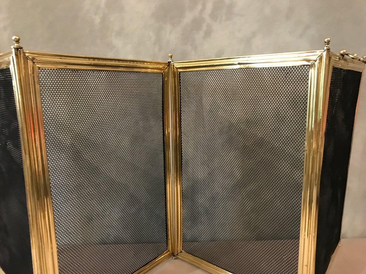 Fireplace Fire Screen In Brass From 19th Louis Philippe Restoration Period-photo-3