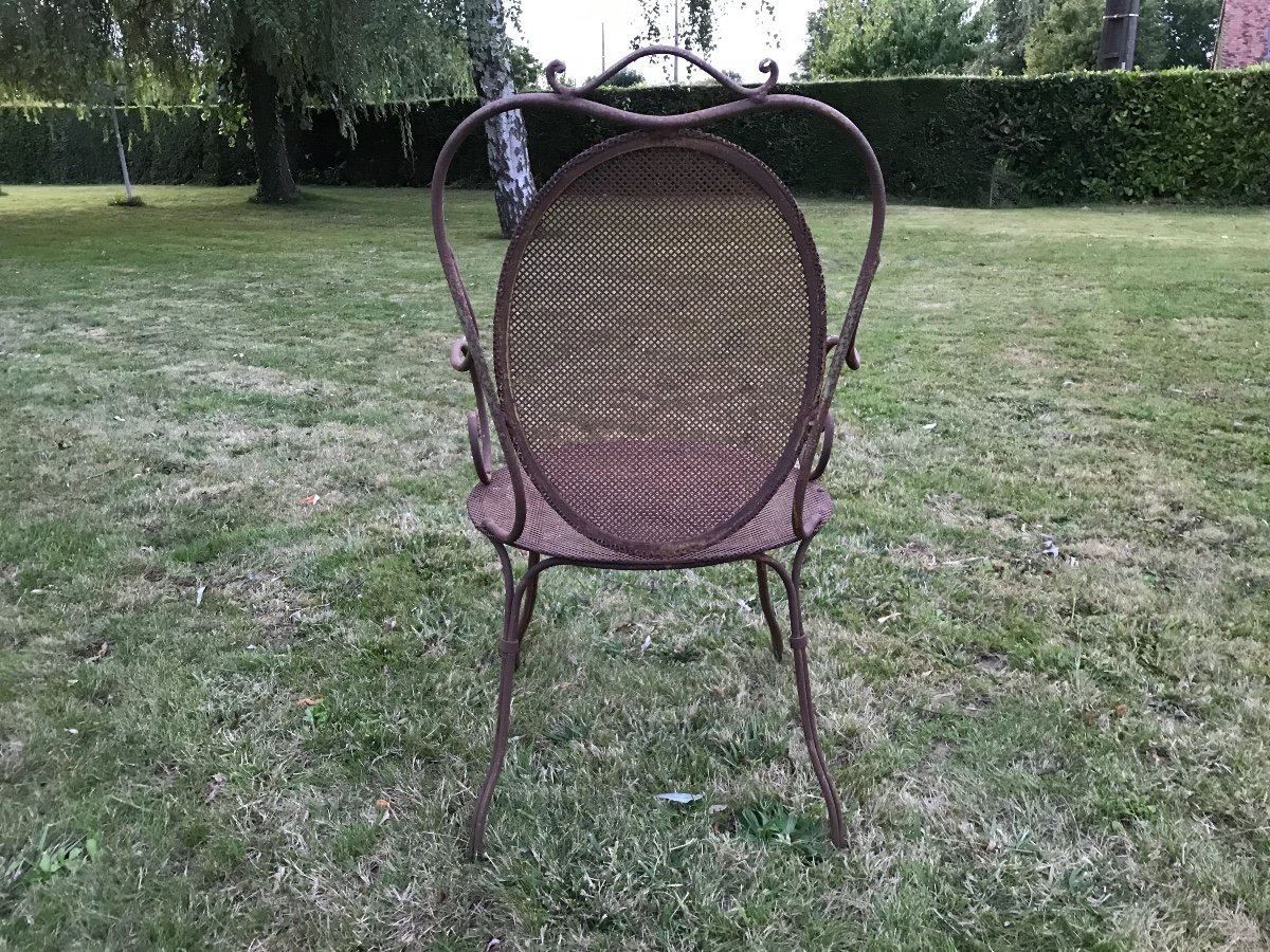 Fauteuil De Jardin  Quadrillé En Fer  D’époque 20 ème -photo-2