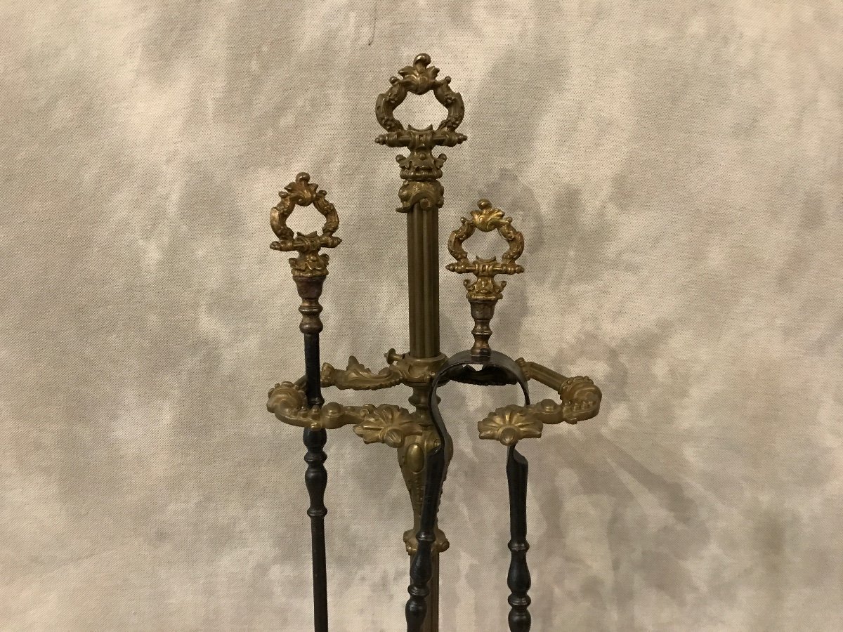 19th Century Louis XVI Style Bronze And Iron Fireplace Servant-photo-2