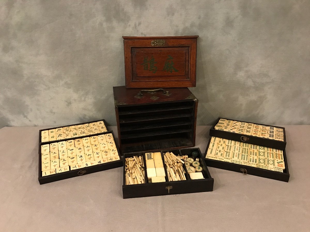 Ancient Majhong Game Early 20th Century Complete