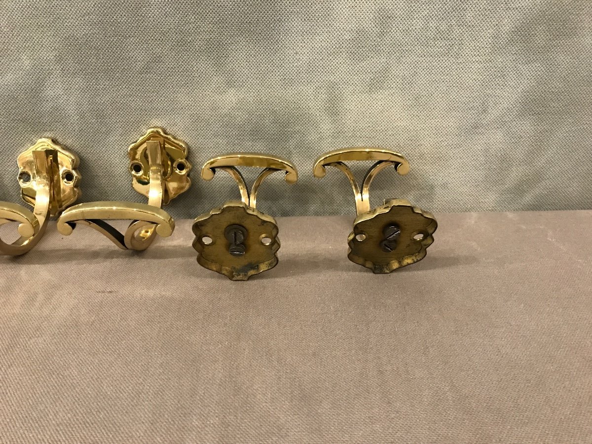 8 19th Century Brass Coat Hooks-photo-5