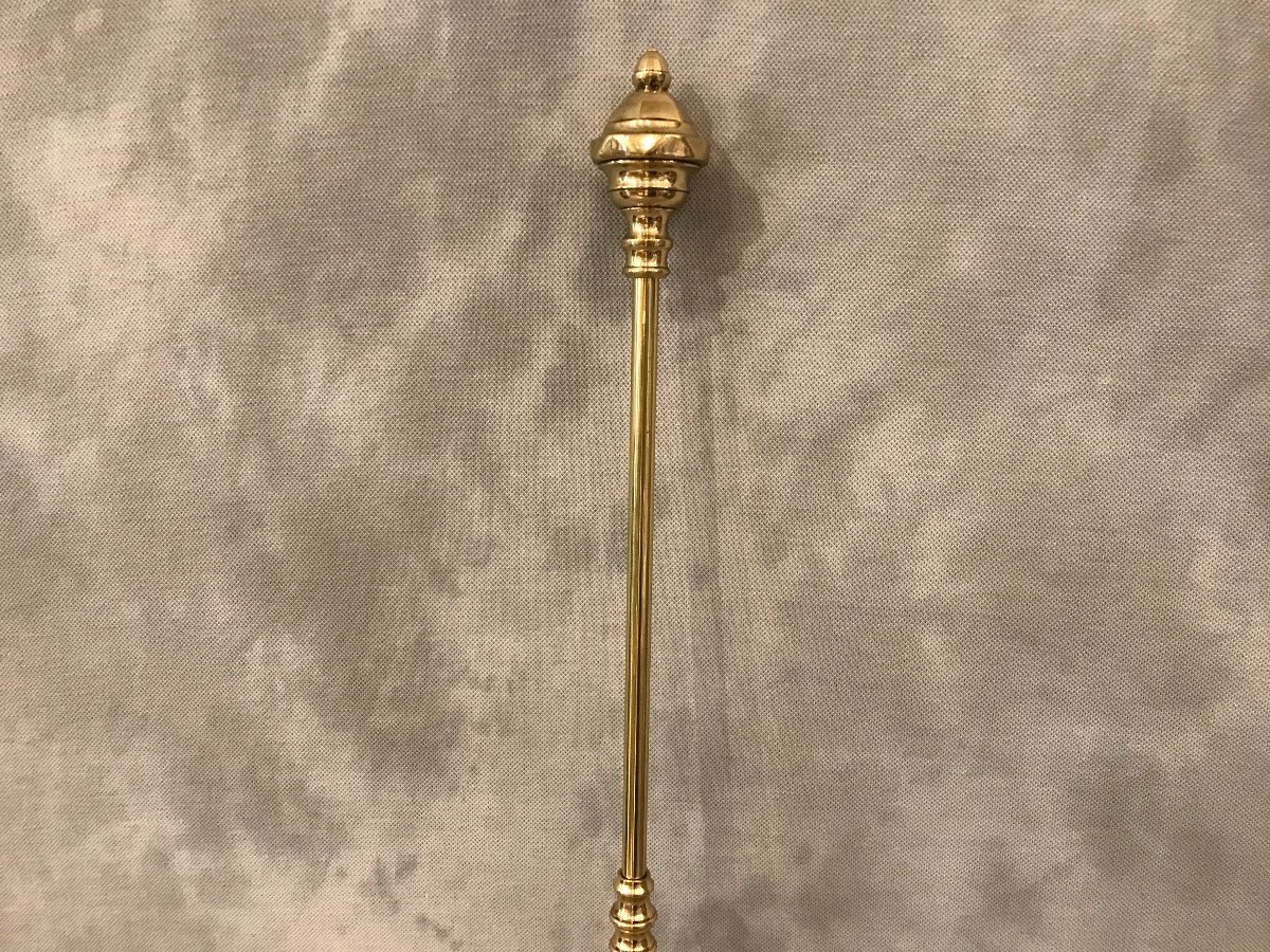 Beautiful 19th Century Brass Poker Height 71 Cm-photo-2