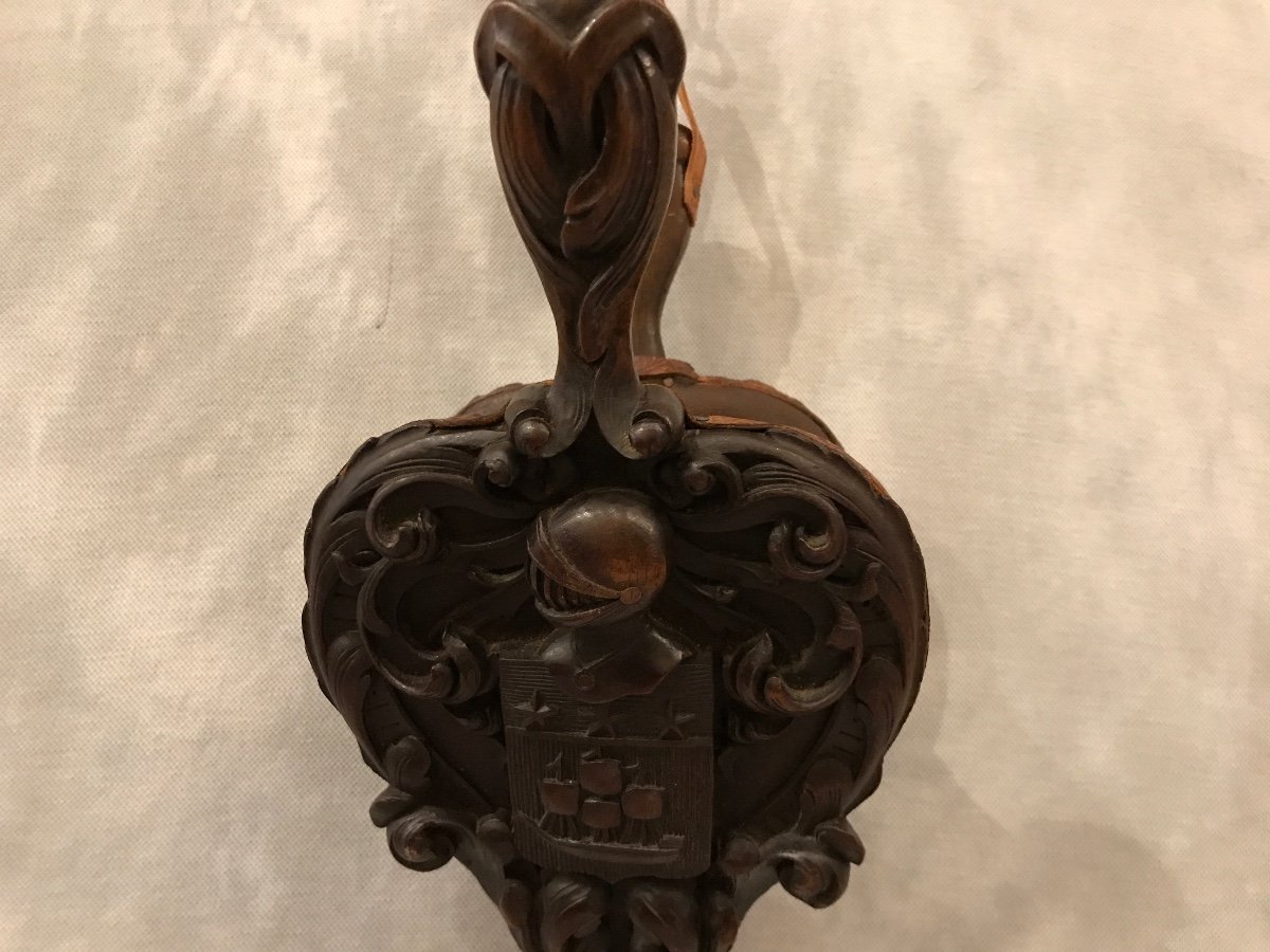 Antique 19th Century Carved Wood Fireplace Bellows -photo-2