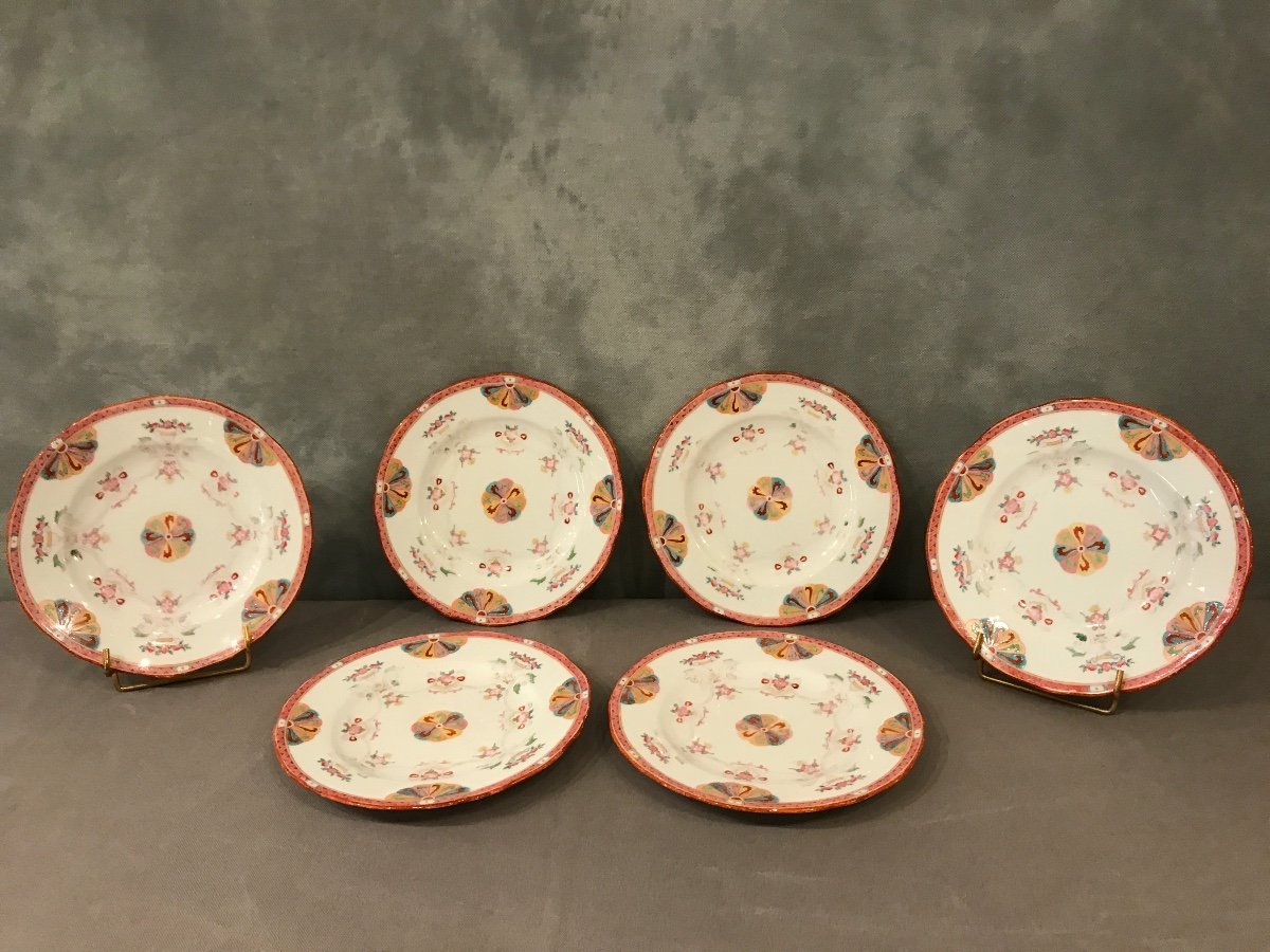 Set Of Six 19th Century Minton Porcelain Dessert Plates -photo-3