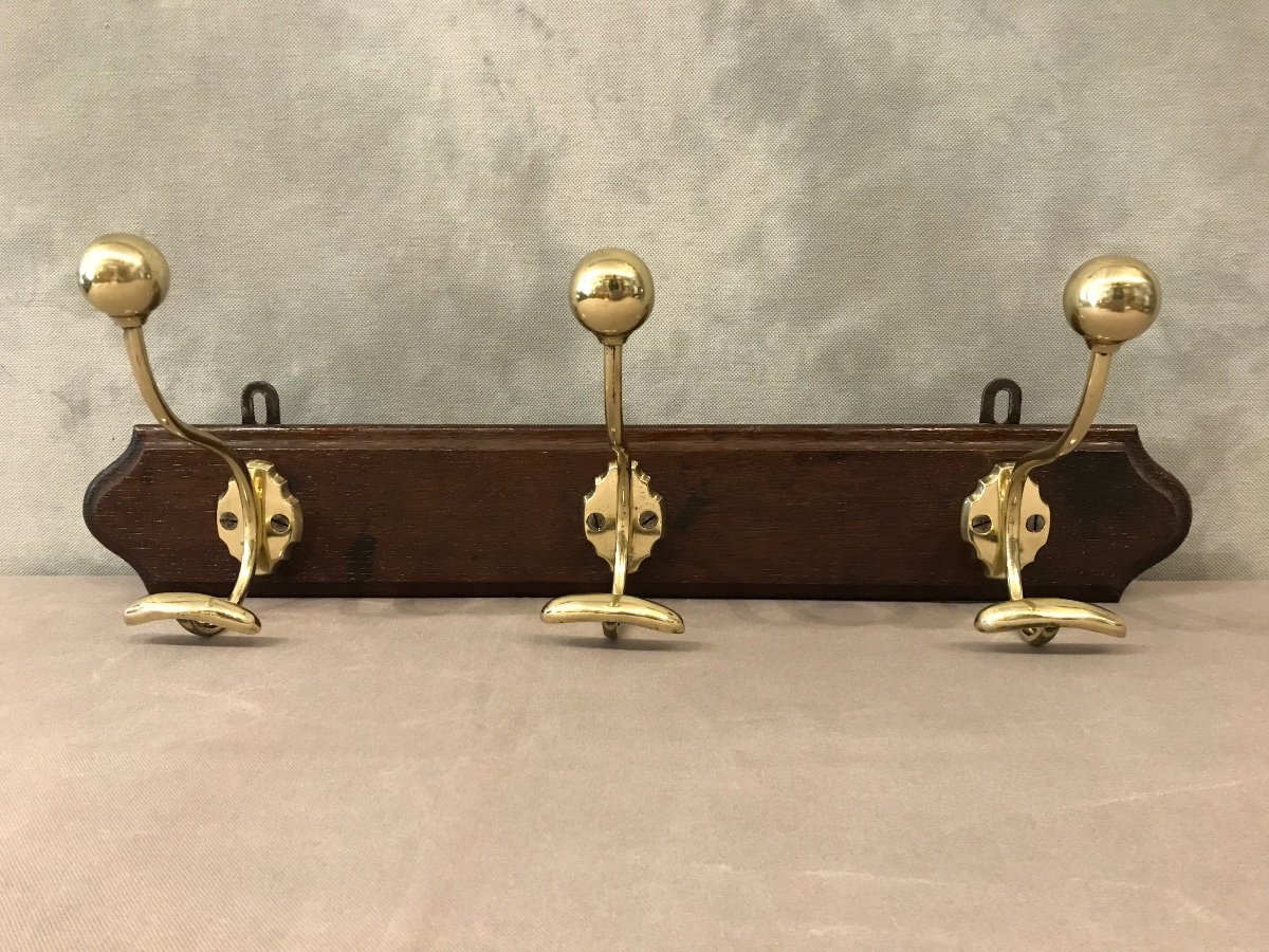 Bar Of Three Brass Coat Racks From 19th Louis Philippe Period 