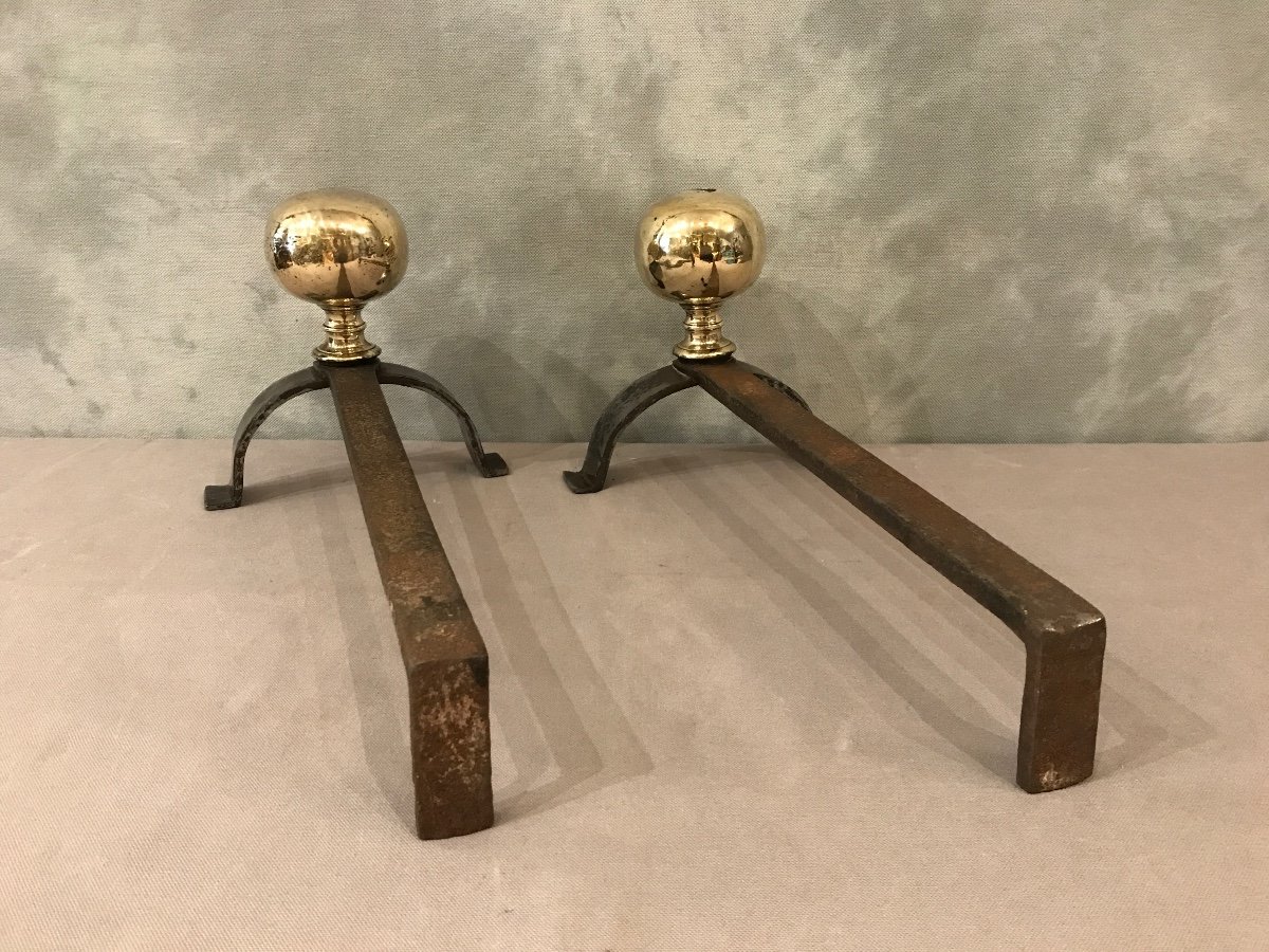 18th Century Iron And Brass Andirons -photo-2