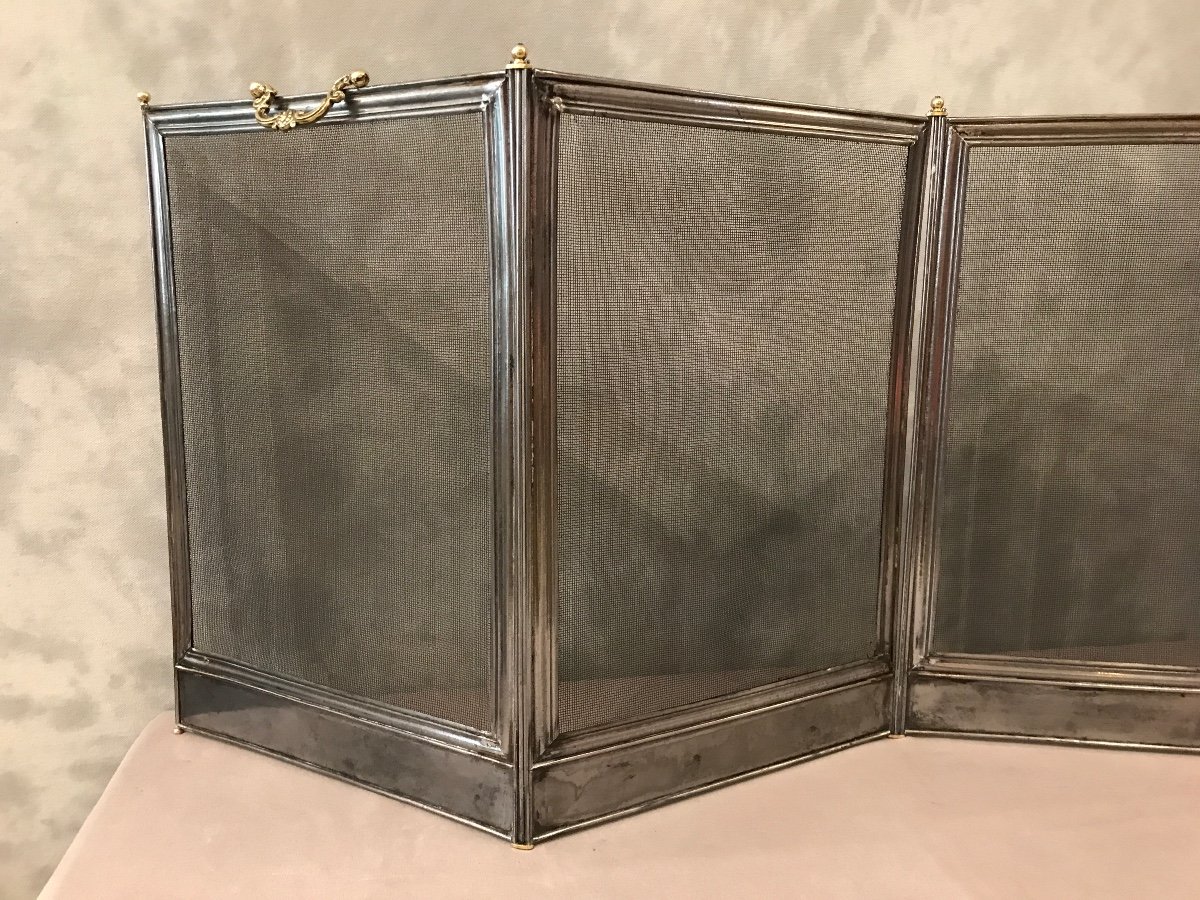 Old Iron Fireplace Fire Screen From 19th Charles X Period -photo-2