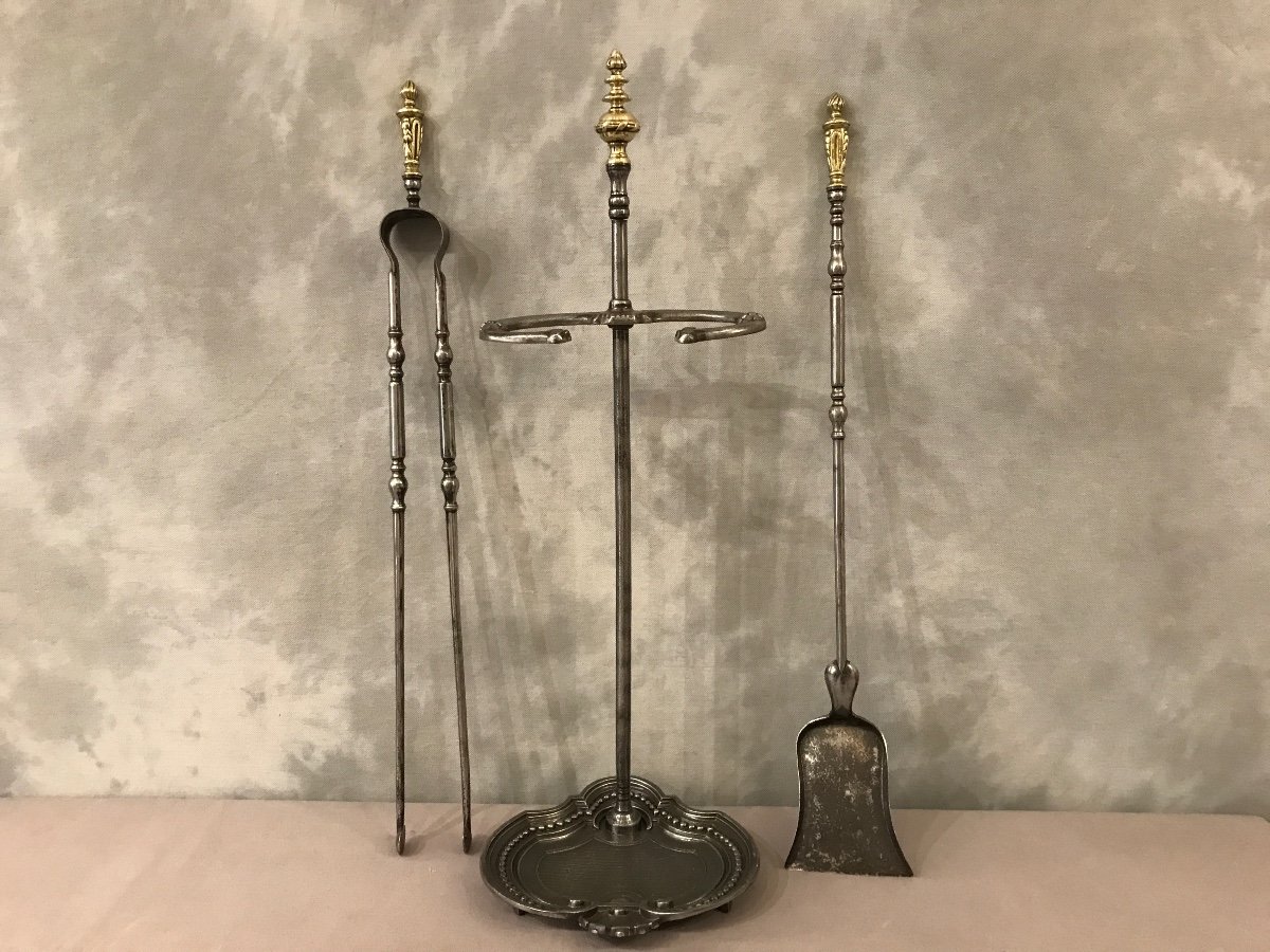 Old Fireplace Servant In Iron, Cast Iron And Bronze From The 19th Century -photo-1