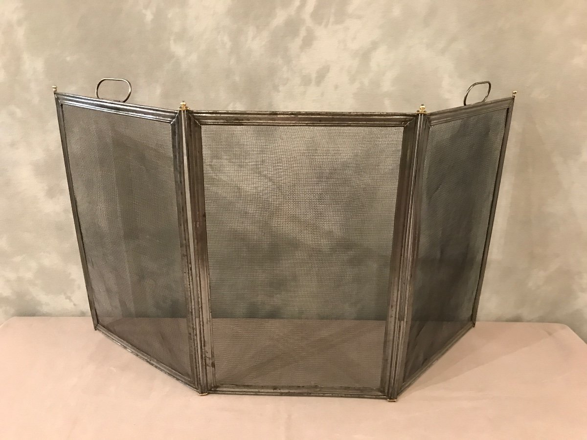 Small Old Iron Fireplace Fire Screen From The 19th Century -photo-2