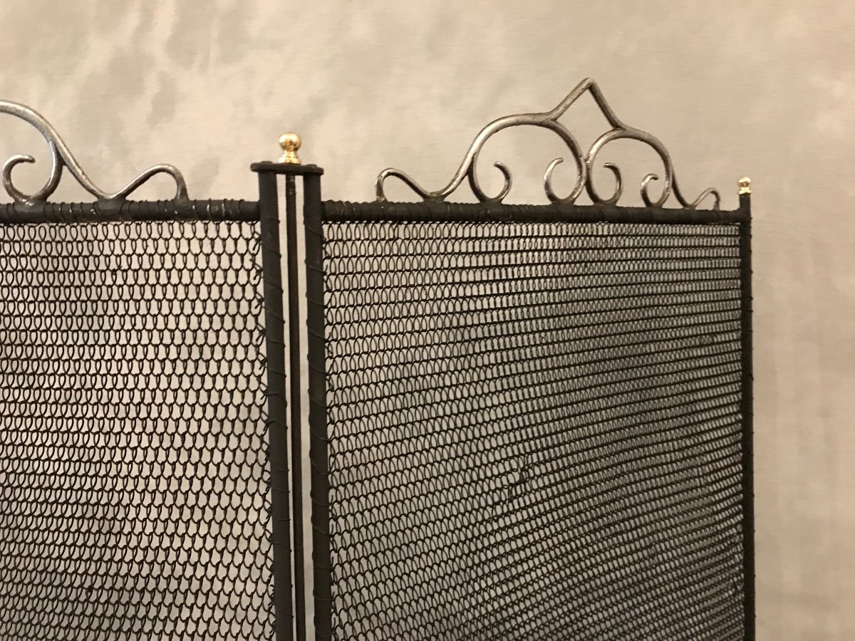 Small Old Rustic Iron Fireplace Fire Screen From The 19th Century -photo-3