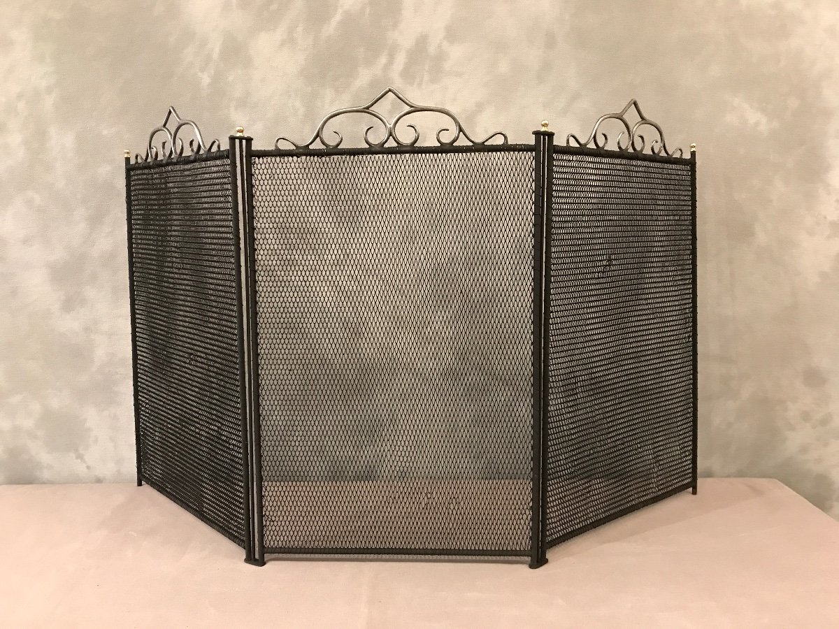 Small Old Rustic Iron Fireplace Fire Screen From The 19th Century 