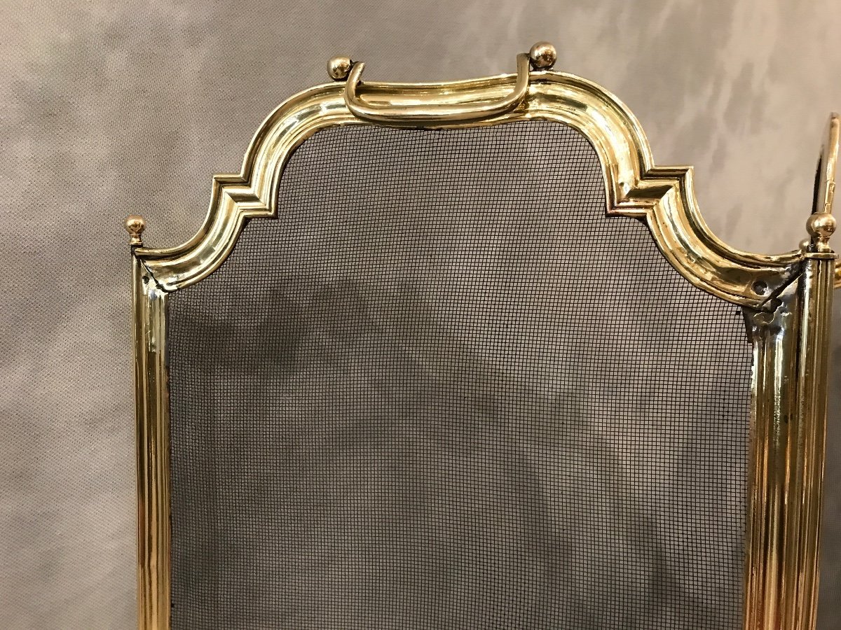 Old 19th Century Brass Fireplace Screen -photo-4