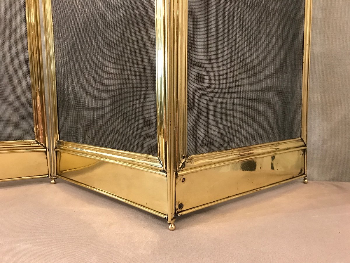 Old 19th Century Brass Fireplace Screen -photo-2