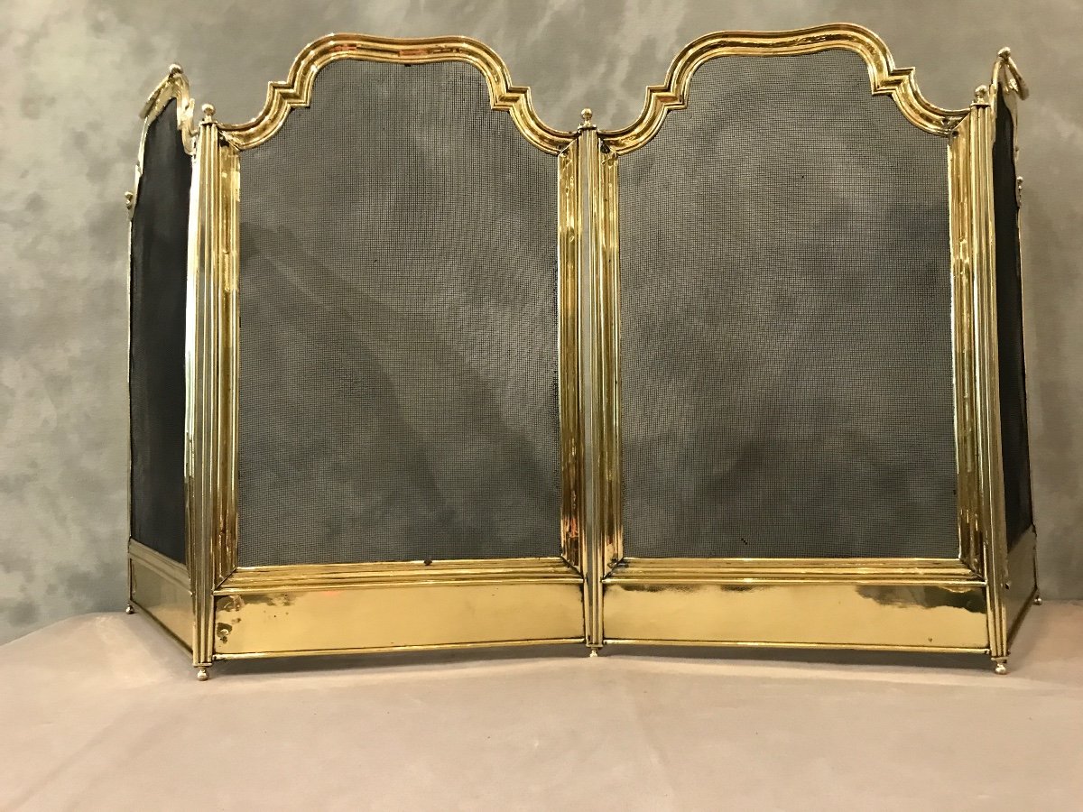 Old 19th Century Brass Fireplace Screen -photo-3