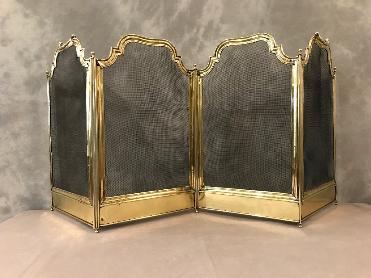 Old 19th Century Brass Fireplace Screen 