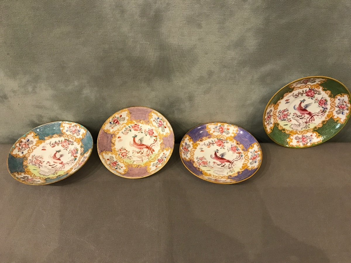 4 Minton Porcelain Saucers From The 19th Century -photo-2