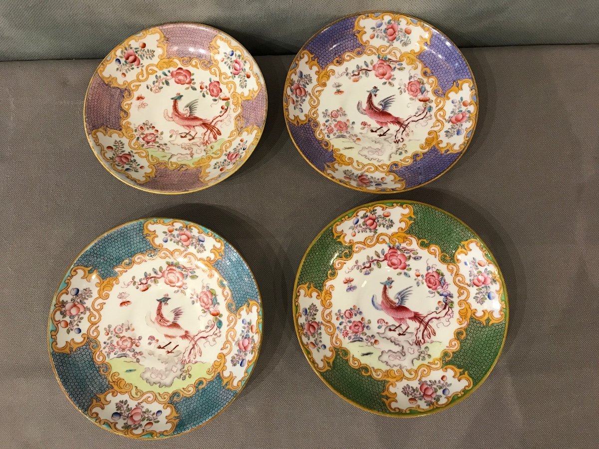 4 Minton Porcelain Saucers From The 19th Century -photo-3