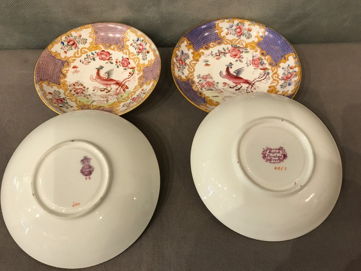 4 Minton Porcelain Saucers From The 19th Century -photo-4