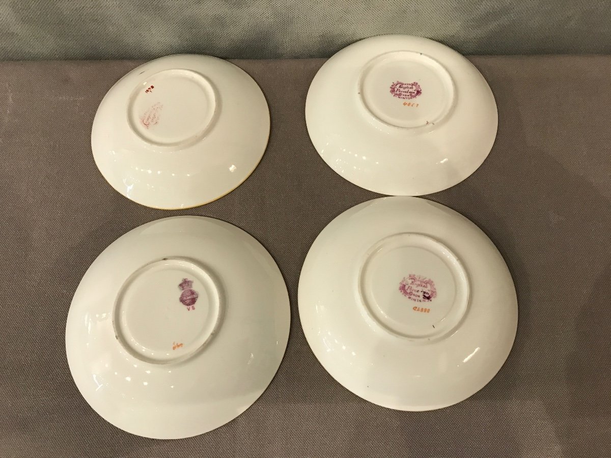 4 Minton Porcelain Saucers From The 19th Century -photo-1