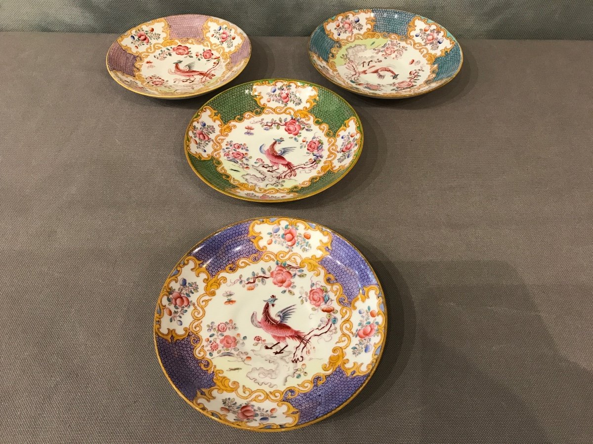 4 Minton Porcelain Saucers From The 19th Century -photo-2