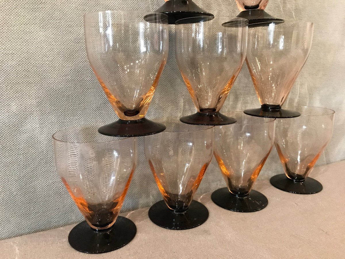 Set Of 10 Art Deco Glasses Circa 1940 -photo-4