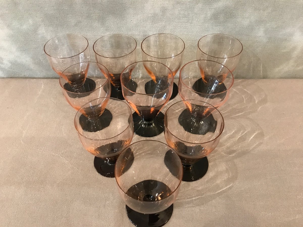 Set Of 10 Art Deco Glasses Circa 1940 -photo-2