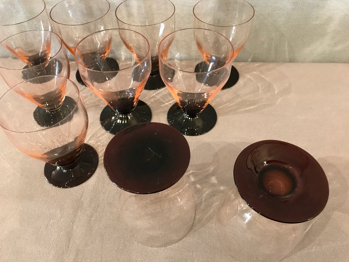 Set Of 10 Art Deco Glasses Circa 1940 -photo-3