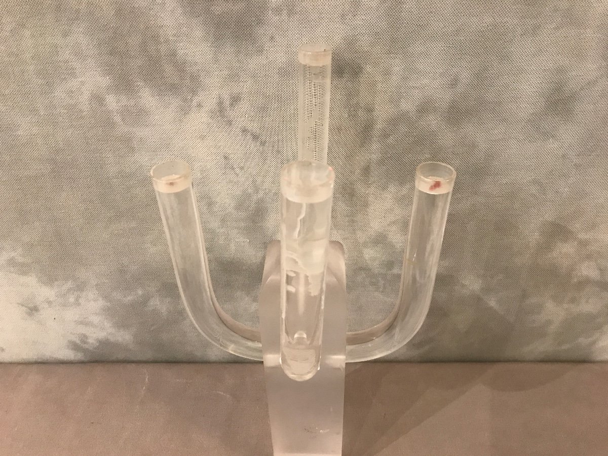 Cactus Candlestick Candelabra In Plexiglass Circa 1970-photo-3