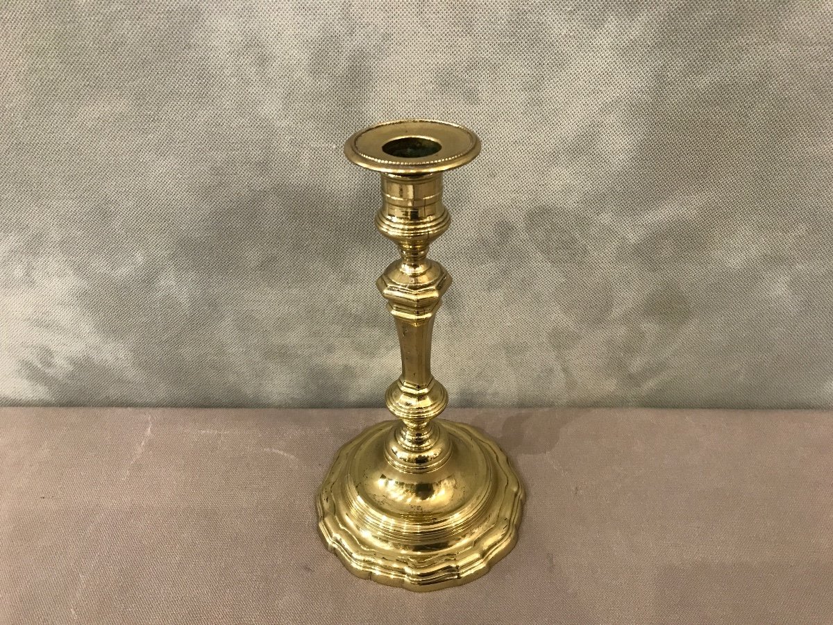 19th Century Polished Bronze Candlestick 