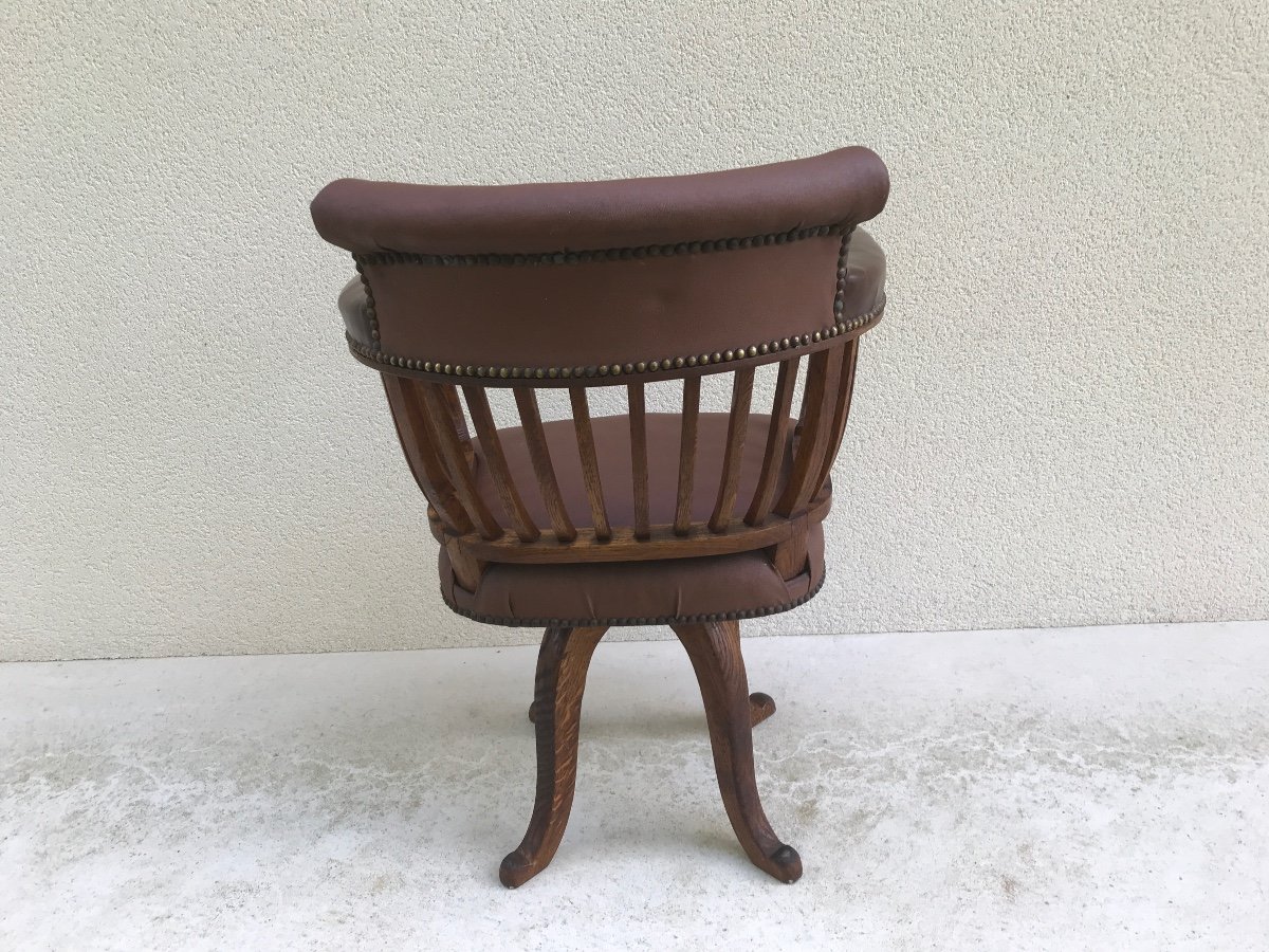 American Oak Swivel Office Chair Circa 1900 -photo-2