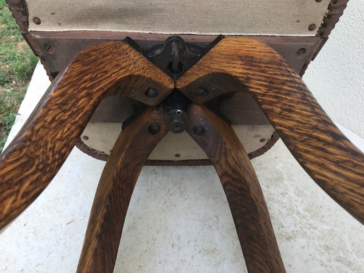 American Oak Swivel Office Chair Circa 1900 -photo-4