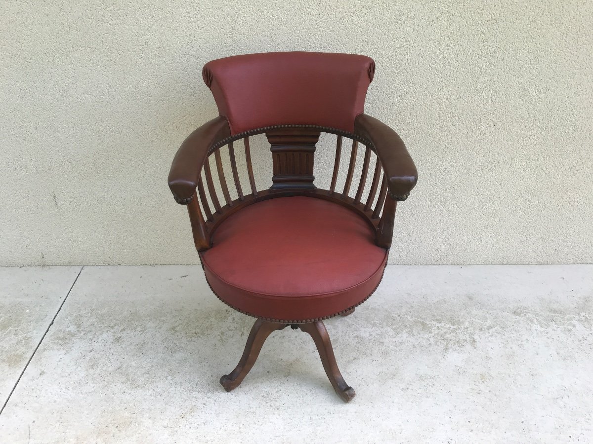 American Swivel Office Chair, Circa 1900 -photo-2