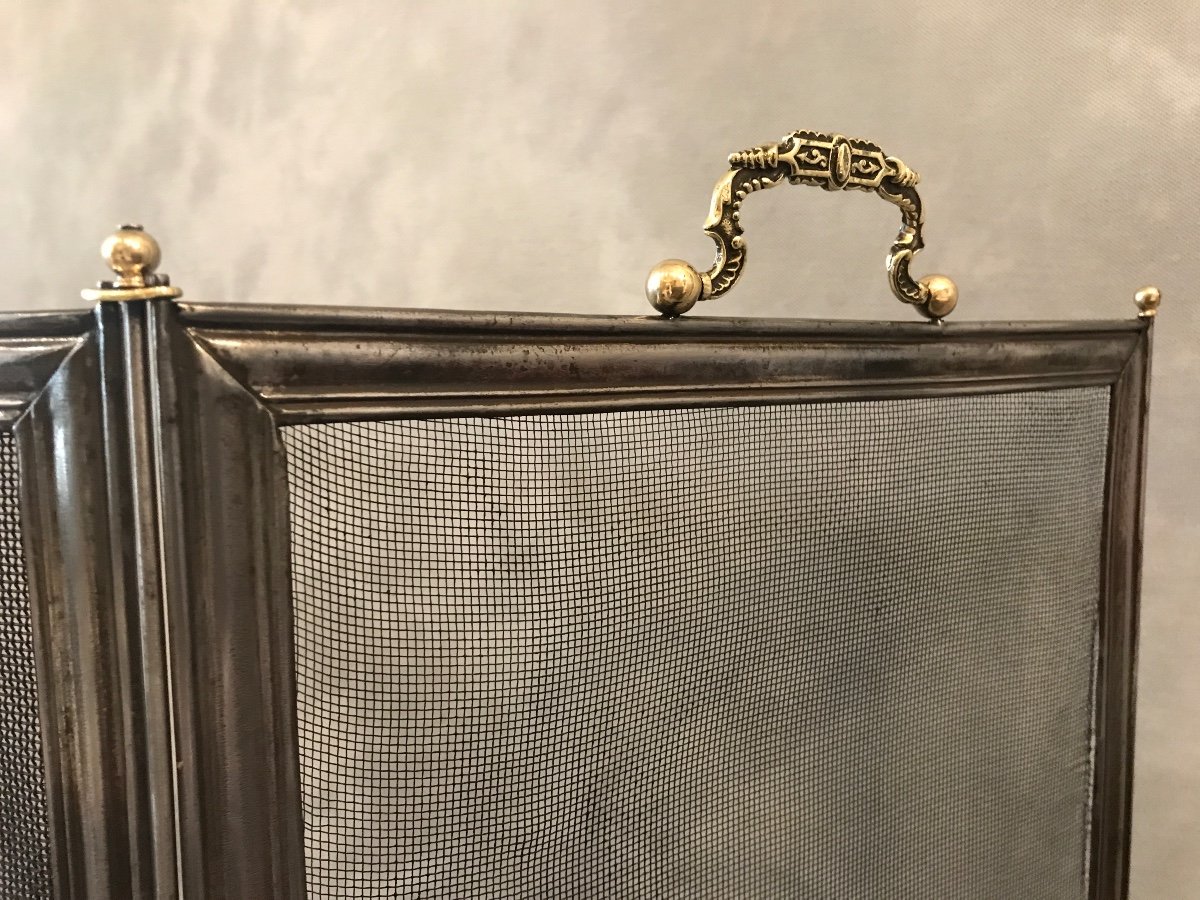 19th Century Polished And Varnished Iron Fireplace Screen -photo-1