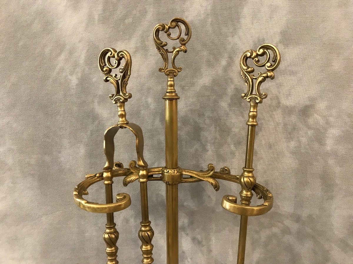 Antique Bronze And Brass Fireplace Servant From The 19th Century -photo-2