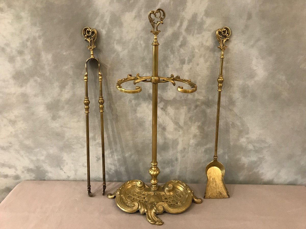 Antique Bronze And Brass Fireplace Servant From The 19th Century -photo-4