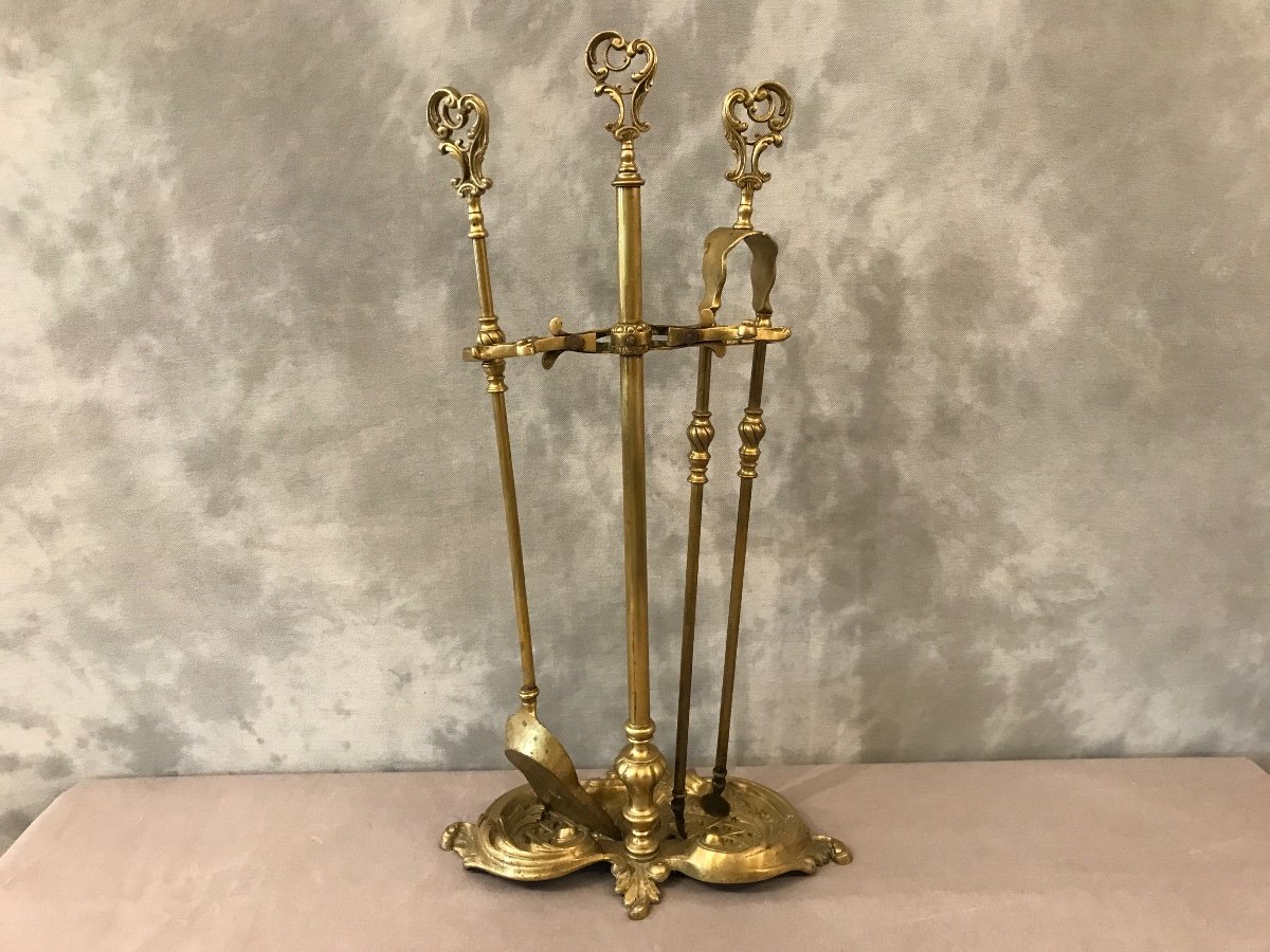 Antique Bronze And Brass Fireplace Servant From The 19th Century -photo-3